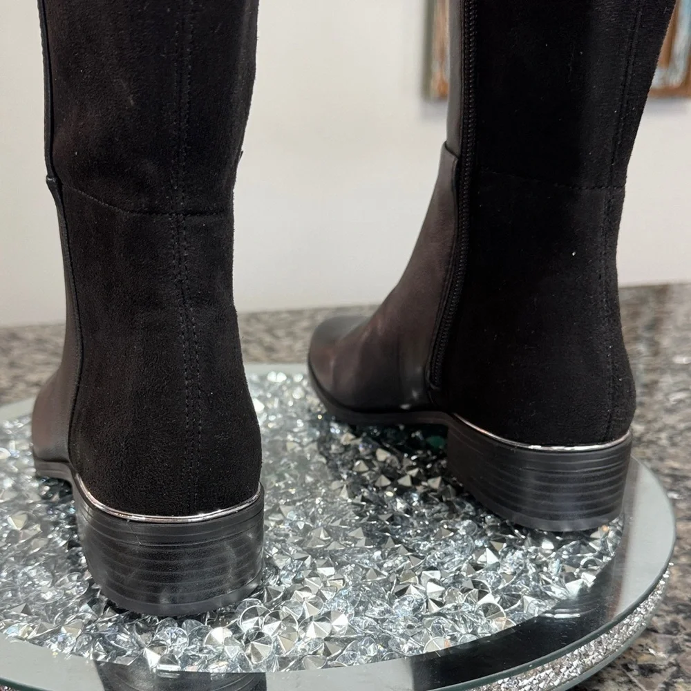 Alfani leather Black tall Boots with stretchy calf NEW 5.5